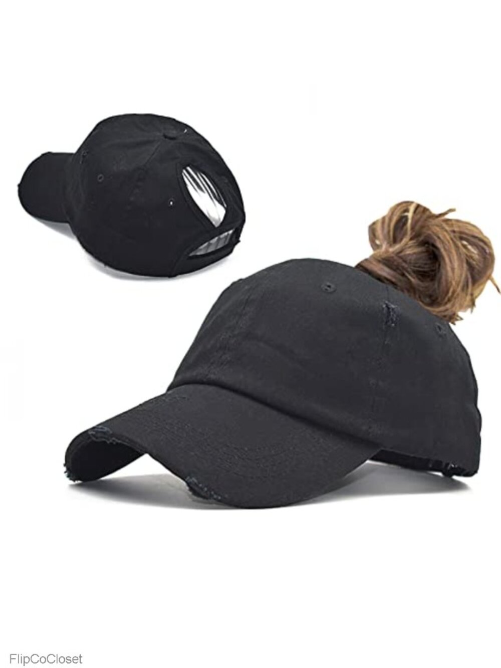 Women's Cotton Baseball Cap with Ponytail Hole Adjustable